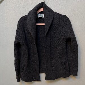 Aran Crafts Shawl Collar Toggle Button Cardigan Merino Wool, small, fisherman